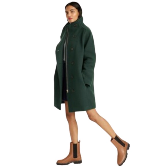 JCREW Villa Cocoon Coat Womens 2 Green Mid Length Stadium Cloth Wool BA538 - Picture 2 of 13